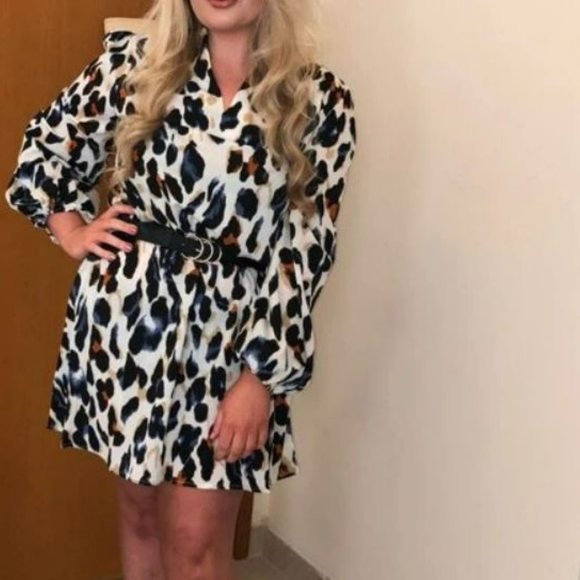 Leopard print V-neck tunic lightweight dress - Picture 4 of 8